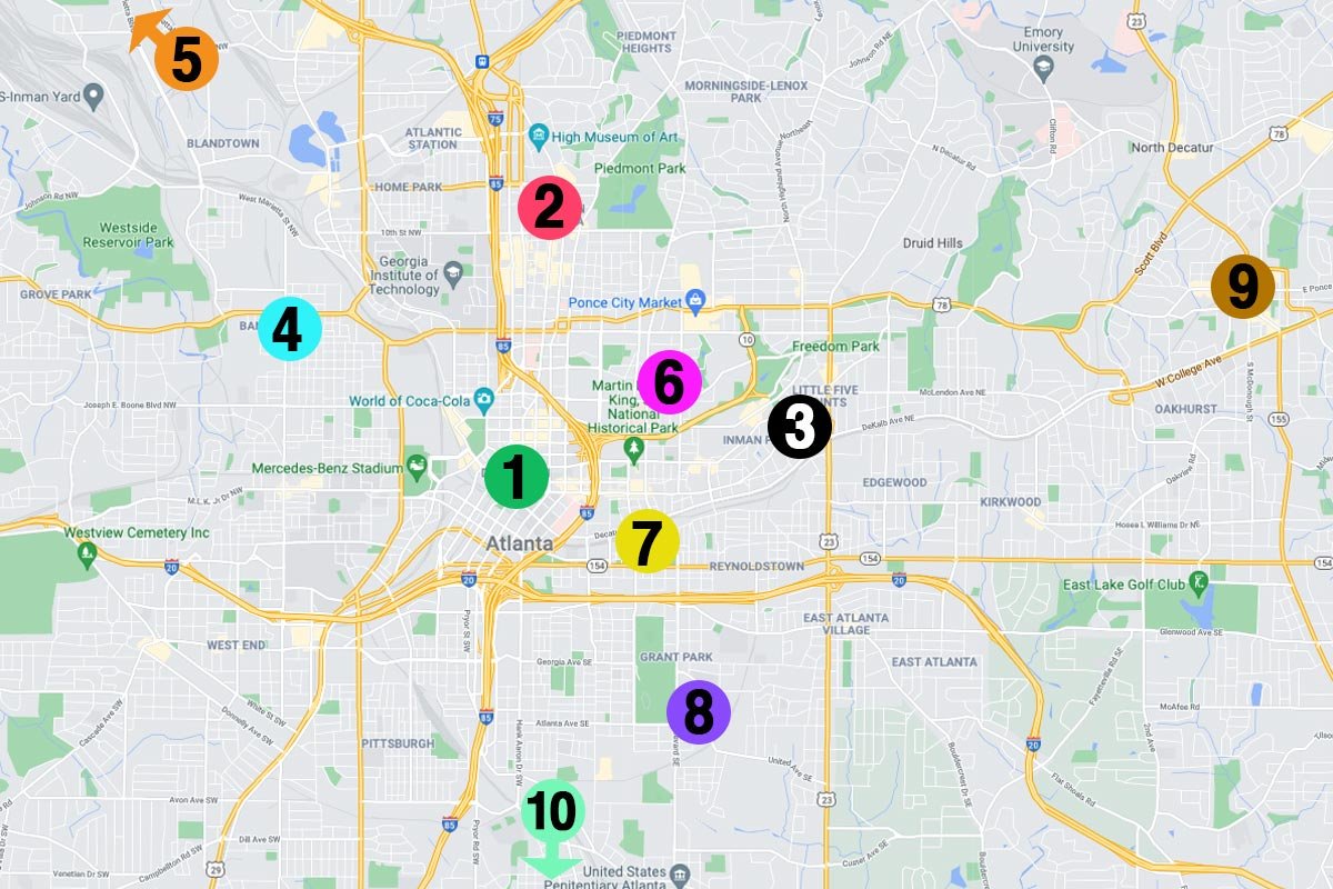 Mejores zonas dónde alojarse Atlanta